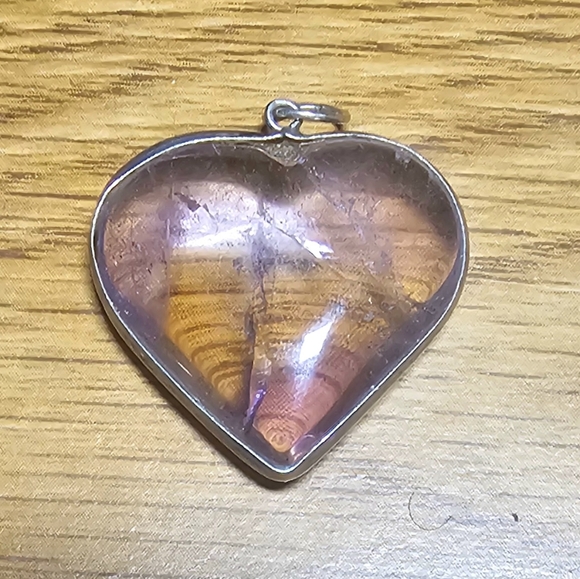 Purple resin art silver heart charm for necklace 💜 - Picture 3 of 5